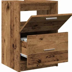vidaXL Badkamer Kast met lade Oud Hout 40 x 37 x 59 cm Bewerkt hout