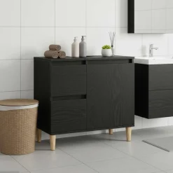 vidaXL Badkamer Kast met lade Zwart Eiken 65 x 33 x 60 cm Bewerkt hout