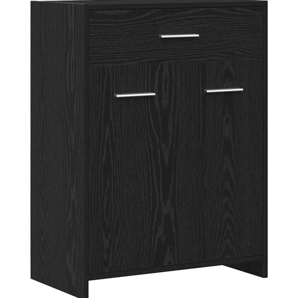 vidaXL Badkamer Kast met lade Zwart Eiken 60 x 33 x 80 cm Bewerkt hout