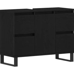 vidaXL Badkamer Kast met lade Zwart Eiken 80 x 33 x 60 cm Bewerkt hout