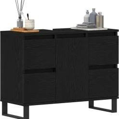vidaXL Badkamer Kast met lade Zwart Eiken 80 x 33 x 60 cm Bewerkt hout