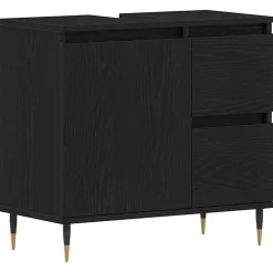 vidaXL Badkamer Kast met lade Zwart Eiken 65 x 33 x 60 cm Bewerkt hout