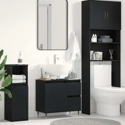 vidaXL Badkamer Kast met lade Zwart Eiken 65 x 33 x 60 cm Bewerkt hout