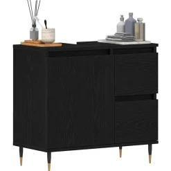 vidaXL Badkamer Kast met lade Zwart Eiken 65 x 33 x 60 cm Bewerkt hout