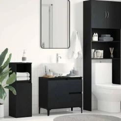 vidaXL Badkamer Kast met lade Zwart Eiken 65 x 33 x 60 cm Bewerkt hout
