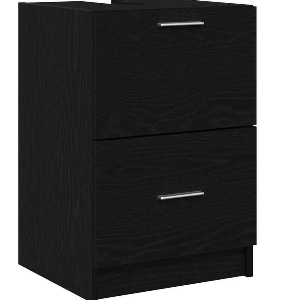 vidaXL Badkamer Kast met lade Zwart Eiken 40 x 37 x 59 cm Bewerkt hout