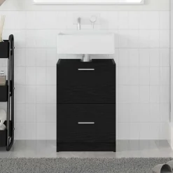 vidaXL Badkamer Kast met lade Zwart Eiken 40 x 37 x 59 cm Bewerkt hout