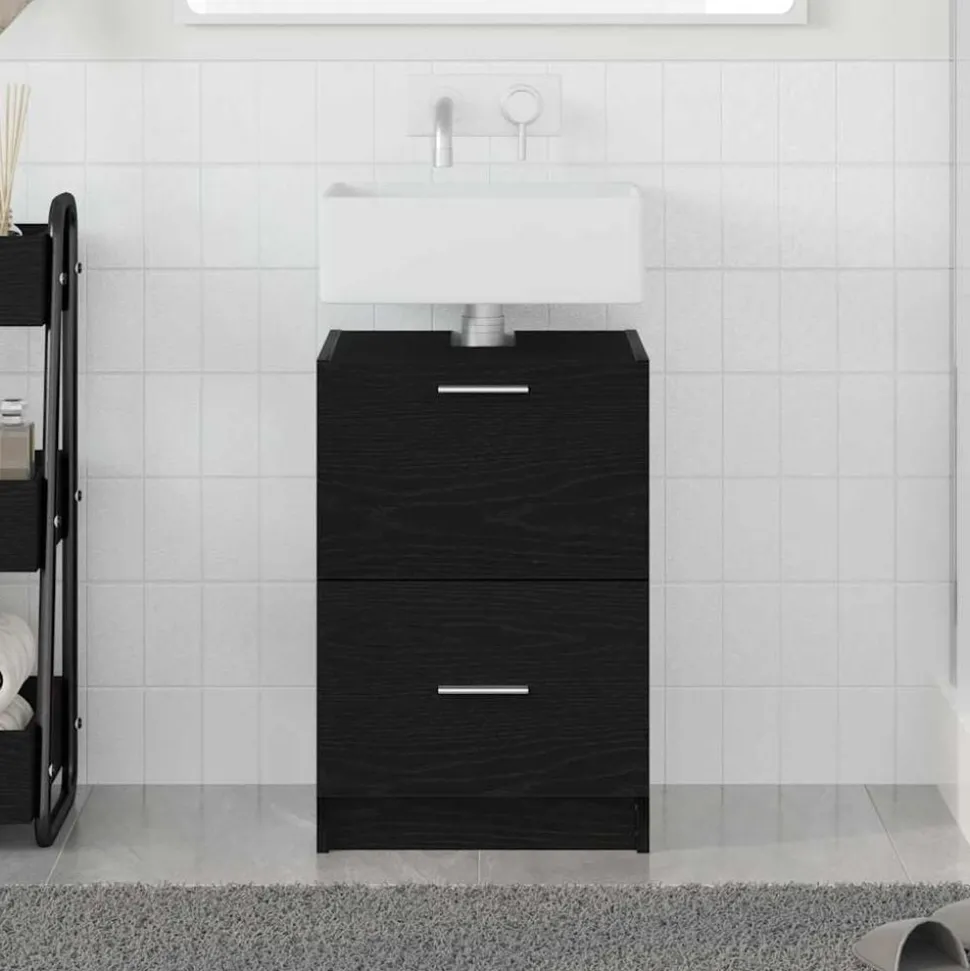 vidaXL Badkamer Kast met lade Zwart Eiken 40 x 37 x 59 cm Bewerkt hout