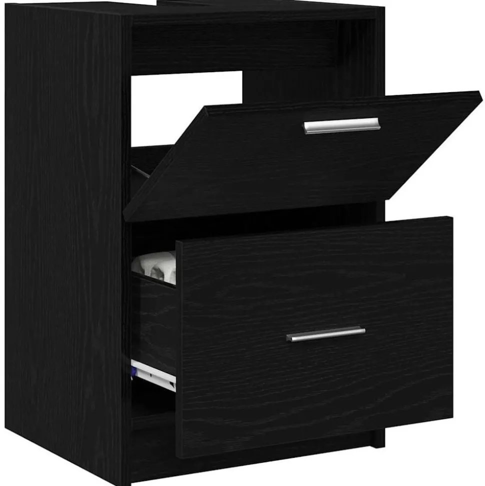 vidaXL Badkamer Kast met lade Zwart Eiken 40 x 37 x 59 cm Bewerkt hout
