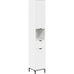 vidaXL Badkamer Kast Wit 31,5 x 33 x 190 cm Bewerkt hout & Metaal