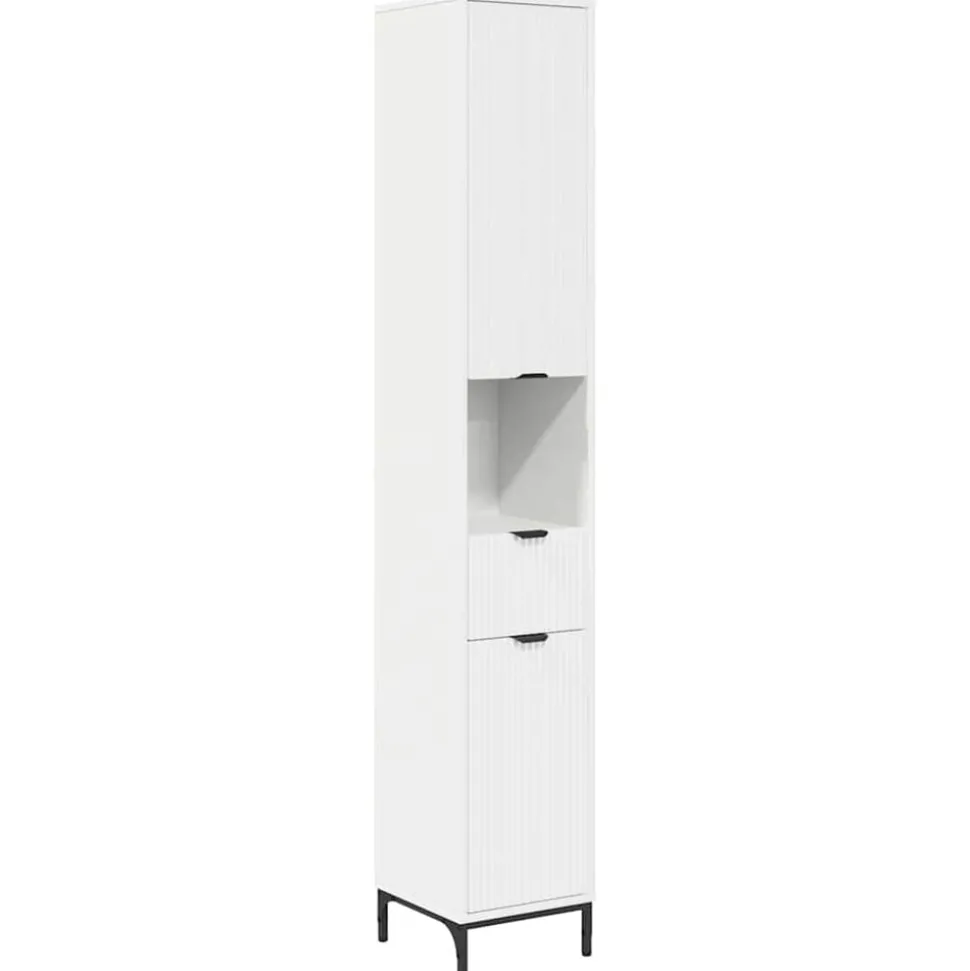 vidaXL Badkamer Kast Wit 31,5 x 33 x 190 cm Bewerkt hout & Metaal