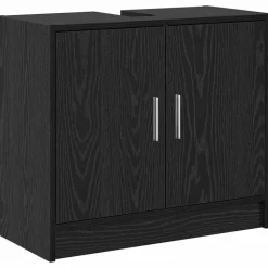 vidaXL Badkamer Kast Zwart Eiken 63 x 29 x 55 cm Bewerkt hout
