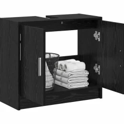vidaXL Badkamer Kast Zwart Eiken 63 x 29 x 55 cm Bewerkt hout