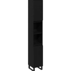 vidaXL Badkamer Kast Zwart Eiken 30 x 30 x 190 cm Bewerkt hout