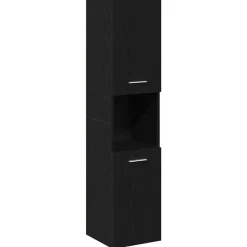 vidaXL Badkamer Kast Zwart Eiken 30 x 30 x 130 cm Bewerkt hout