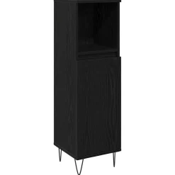 vidaXL Badkamer Kast Zwart Eiken 30 x 30 x 100 cm Bewerkt hout