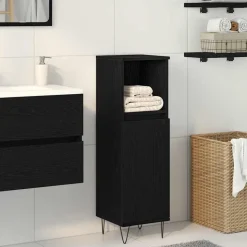vidaXL Badkamer Kast Zwart Eiken 30 x 30 x 100 cm Bewerkt hout