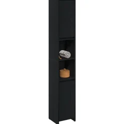 vidaXL Badkamer Kast Zwart Eiken 30 x 30 x 183,5 cm Bewerkt hout