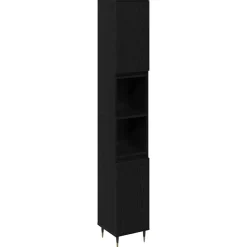 vidaXL Badkamer Kast Zwart Eiken 30 x 30 x 190 cm Bewerkt hout