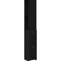 vidaXL Badkamer Kast Zwart Eiken 25 x 25 x 170 cm Bewerkt hout