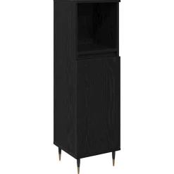 vidaXL Badkamer Kast Zwart Eiken 30 x 30 x 100 cm Bewerkt hout