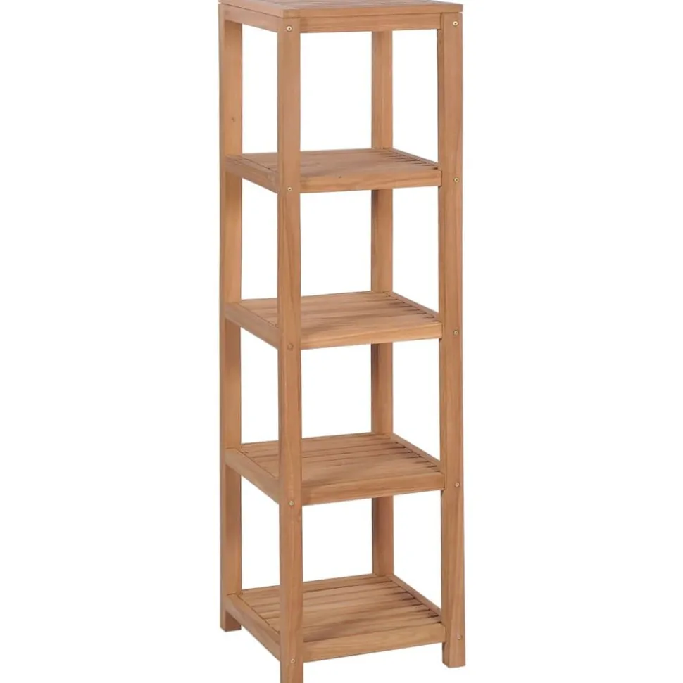 vidaXL Badkamer opbergrek 4-laags 42x42x165 cm massief teakhout