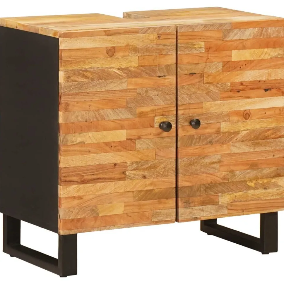 vidaXL Badkamer Sets met lade met plank Naturel Massief Mango Hout