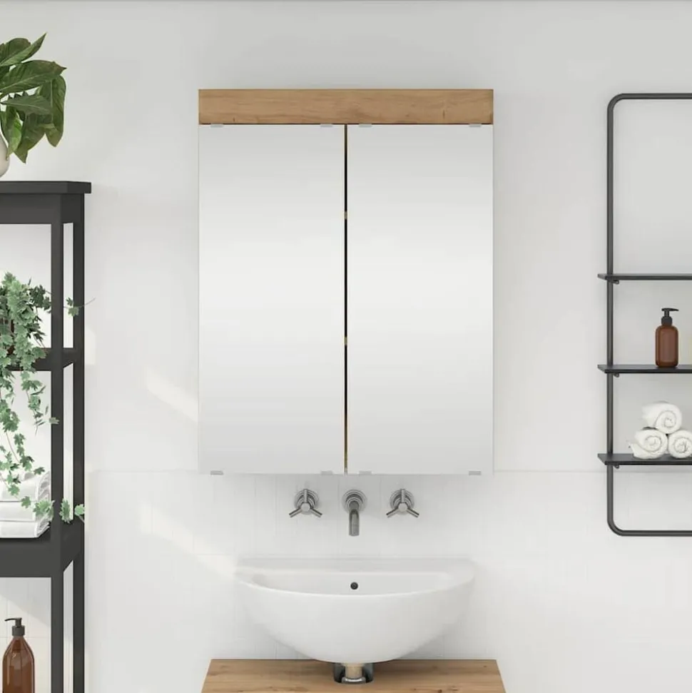 vidaXL Badkamer spiegelkast TULUM Artisan Eiken 60 x 16,5 x 78 cm