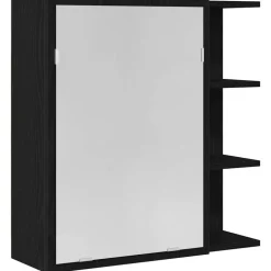 vidaXL Badkamer spiegelkast met plank Zwart Eiken 62,5 x 20,5 x 64 cm
