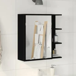 vidaXL Badkamer spiegelkast met plank Zwart Eiken 62,5 x 20,5 x 64 cm
