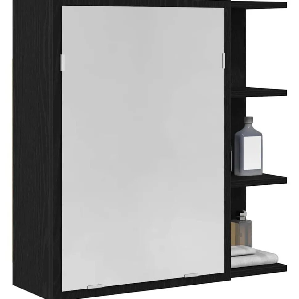 vidaXL Badkamer spiegelkast met plank Zwart Eiken 62,5 x 20,5 x 64 cm
