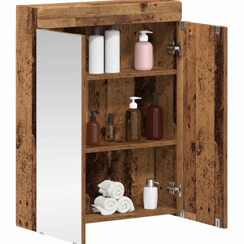 vidaXL Badkamer spiegelkast met plank TULUM Oudhout 60 x 16,5 x 78 cm
