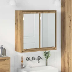 vidaXL Badkamer spiegelkast Artisan Eiken 60 x 20 x 60 cm Bewerkt hout
