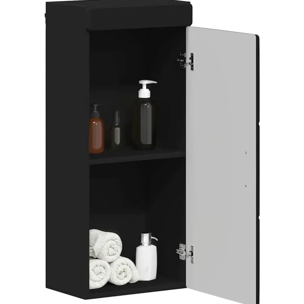 vidaXL Badkamer wandkast TULUM Zwart 37 x 24,5 x 86 cm Bewerkt hout