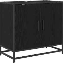 vidaXL Badkamer wastafelkast Zwart Eiken 65 x 33 x 60 cm Bewerkt hout