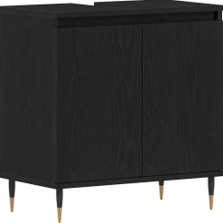 vidaXL Badkamer wastafelkast Zwart Eiken 58 x 33 x 60 cm Bewerkt hout