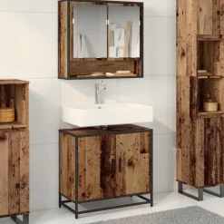 vidaXL Badkamer wastafelkast Oud Hout 65 x 33 x 60 cm Bewerkt hout