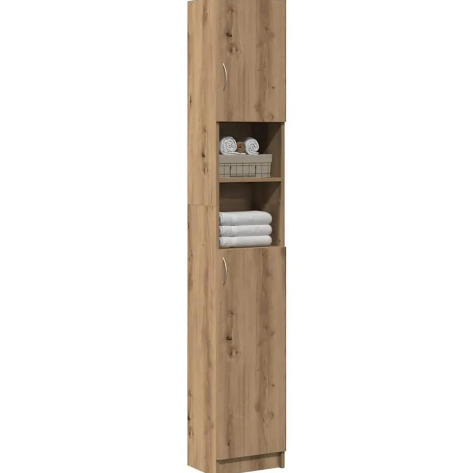 vidaXL Badkamerkast Artisan Eiken 32x25,5x190 cm Bewerkt Hout