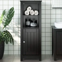 vidaXL Badkamerkast BERG 40x34x110 cm massief grenenhout zwart