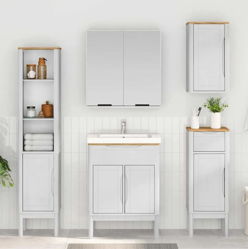 vidaXL Badkamerkast FLORO Wit 35 x 30 x 90 cm Massief Vurenhout