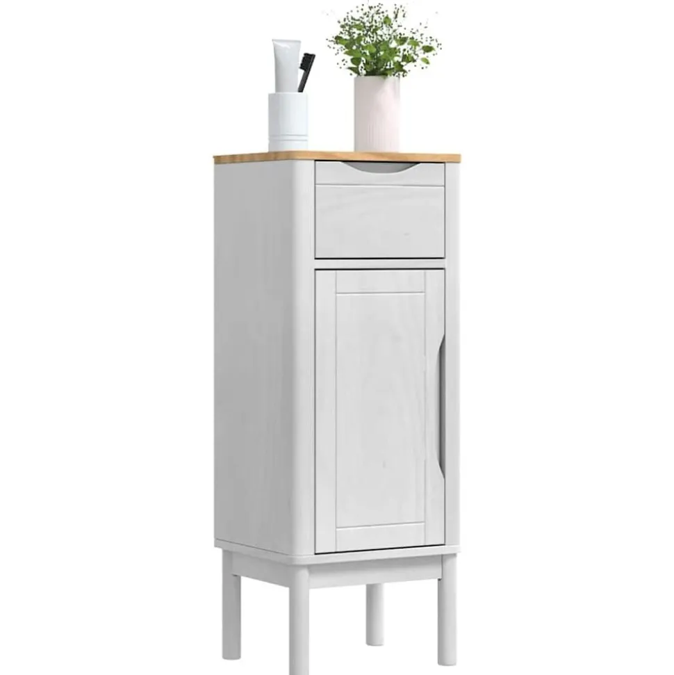 vidaXL Badkamerkast FLORO Wit 35 x 30 x 90 cm Massief Vurenhout