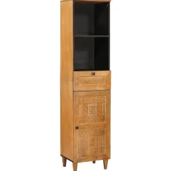 vidaXL Badkamerkast met lade Licht Bruin 38 x 33 x 160 cm Bewerkt hout