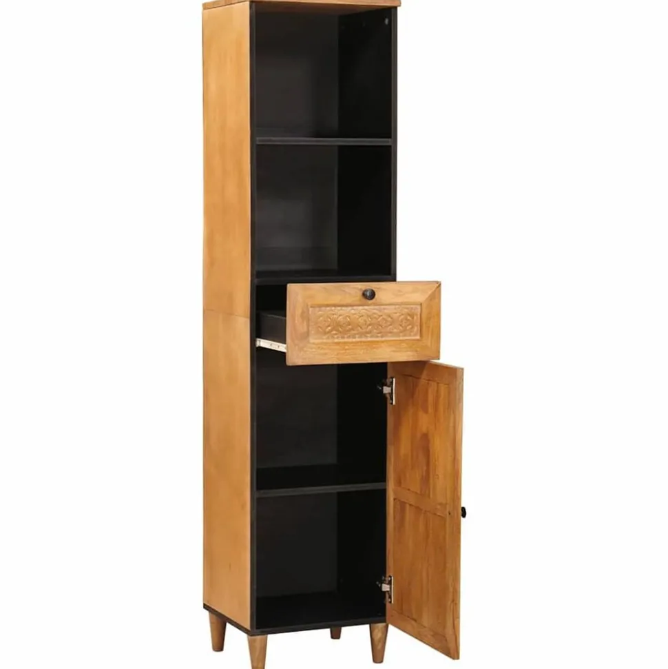 vidaXL Badkamerkast met lade Licht Bruin 38 x 33 x 160 cm Bewerkt hout