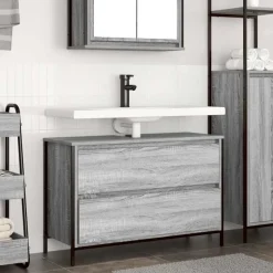 vidaXL Badkamerkast met lades 90x34,5x60 cm grijs sonoma
