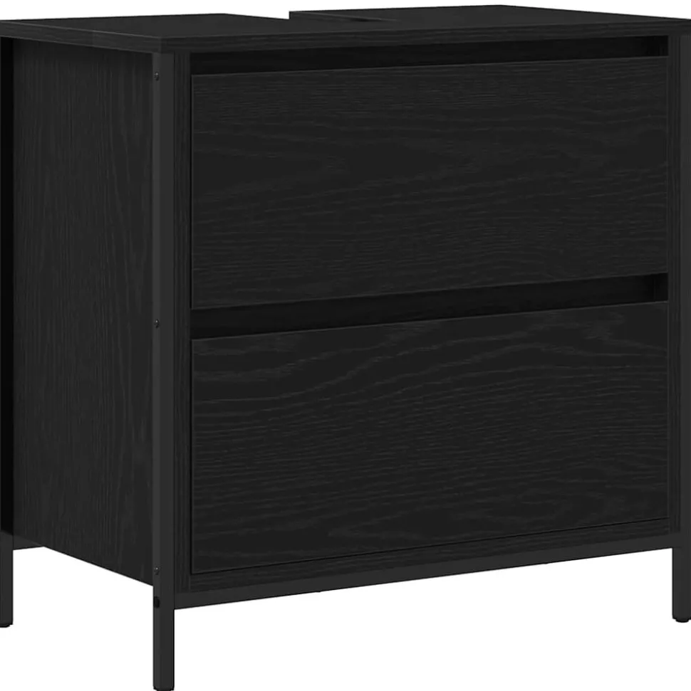 vidaXL Badkamerkast met lades 60x34,5x60 cm zwart eikenkleurig