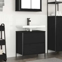 vidaXL Badkamerkast met lades 60x34,5x60 cm zwart eikenkleurig