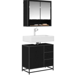 vidaXL Badkamerkast met lade Zwart Eiken 65 x 33 x 60 cm Bewerkt hout