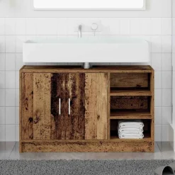 vidaXL Badkamerkast met plank Oud Hout 90 x 29 x 55 cm Bewerkt hout