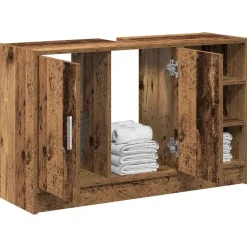 vidaXL Badkamerkast met plank Oud Hout 90 x 29 x 55 cm Bewerkt hout
