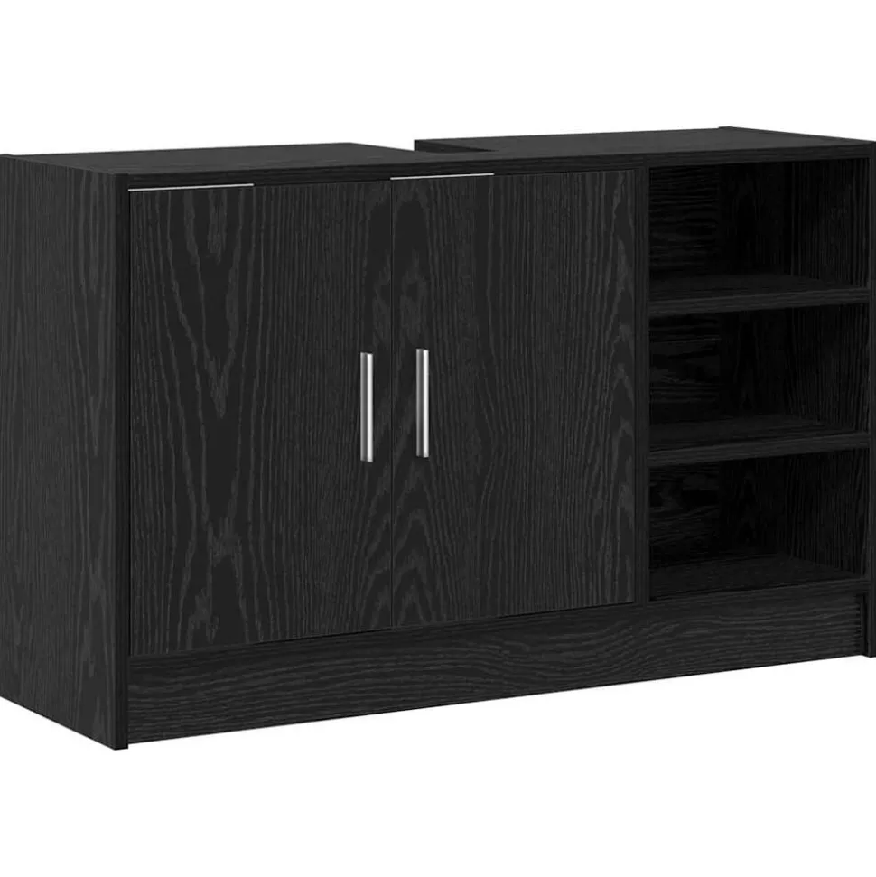 vidaXL Badkamerkast met plank Zwart Eiken 90 x 29 x 55 cm Bewerkt hout